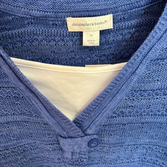 Christopher and Banks Blue Sweater NWT‎ with Fake Camisole - Picture 7 of 14